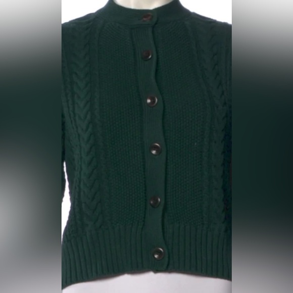 Alex Mill Nico Chunky Cotton cable knit Cardigan in Evergreen size Medium - Picture 9 of 13